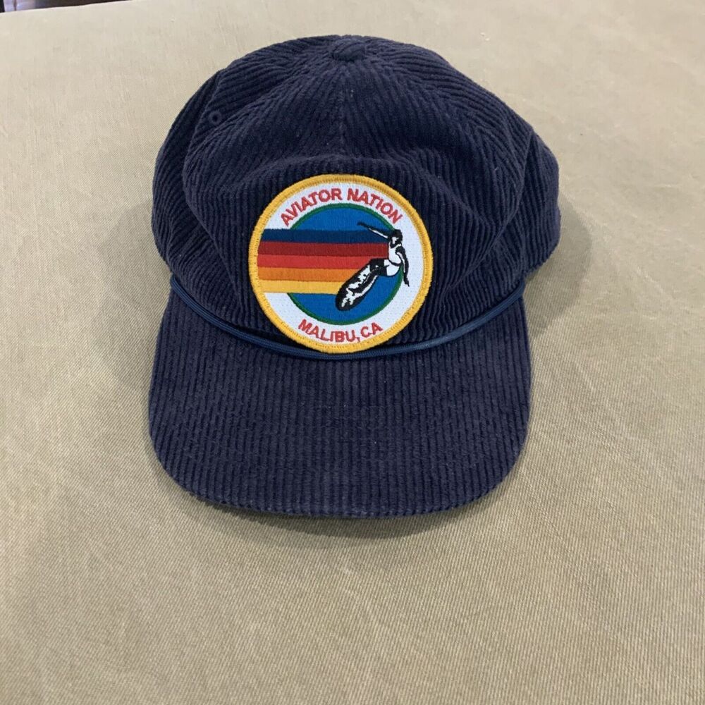 AVIATOR NATION Signature Vail Vintage Corduroy Trucker Cap Sea Blue